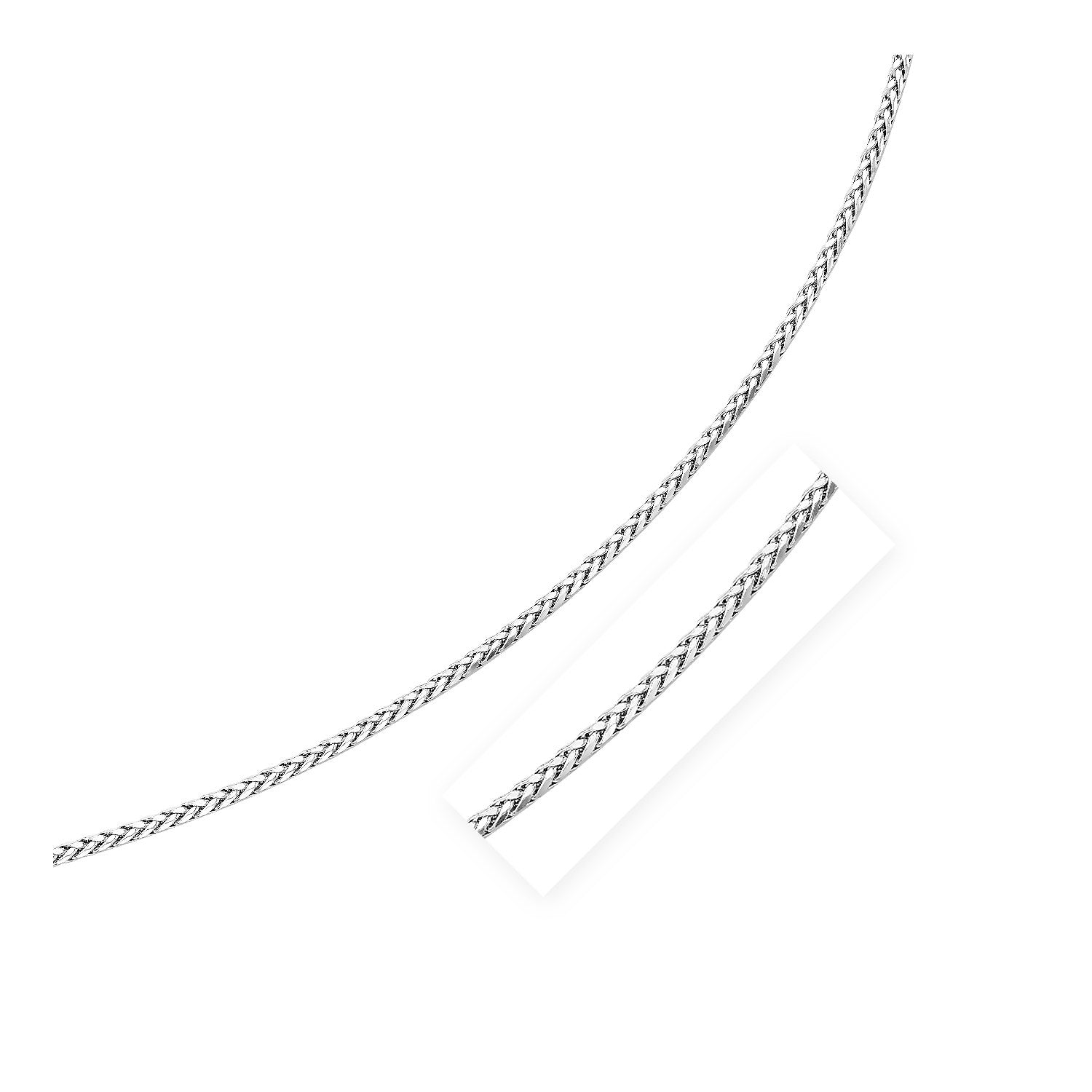Sterling Silver Rhodium Plated Wheat Chain (3.20 mm) in a sleek high-contrast midnight luxury editorial style